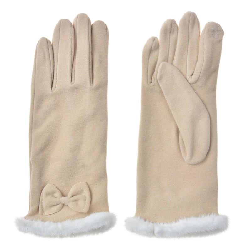 Clayre & Eef JZGL0089BE Handschoenen Winter 9x23 Cm Beige Polyester