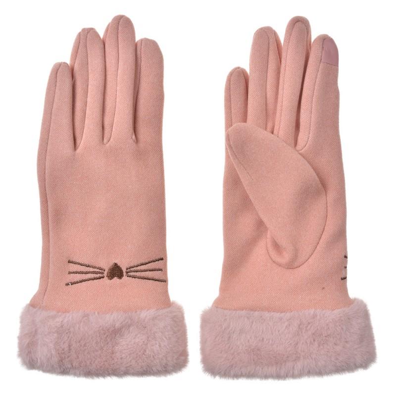 clayre & eef JZGL0102P Handschoenen met imitatiebont 9x23 cm Roze Polyester