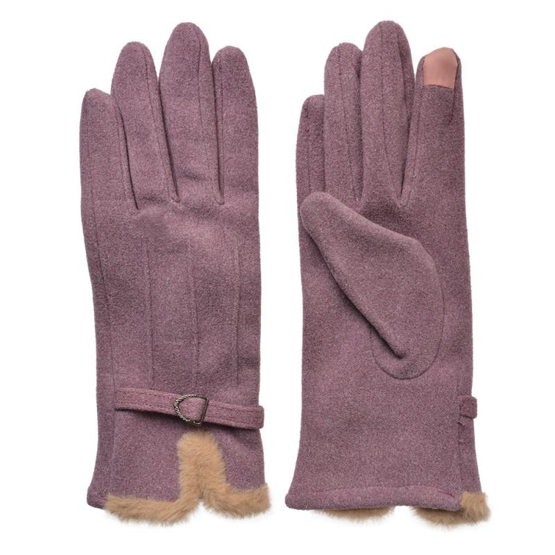 clayre & eef JZGL0111PA Handschoenen Winter 9x23 cm Paars Polyester