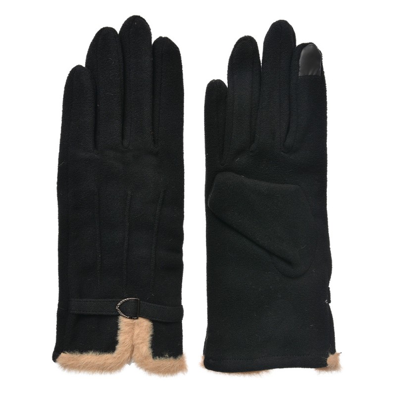 clayre & eef JZGL0111Z Handschoenen Winter 9x23 cm Zwart Polyester