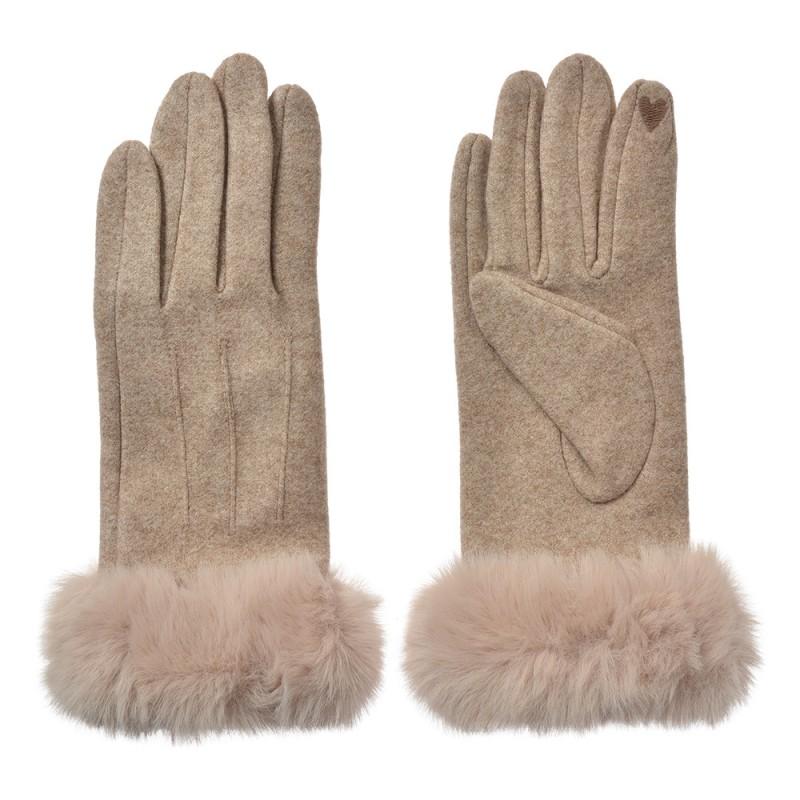 clayre & eef JZGL0112BE Handschoenen met imitatiebont 9x23 cm Beige Polyester