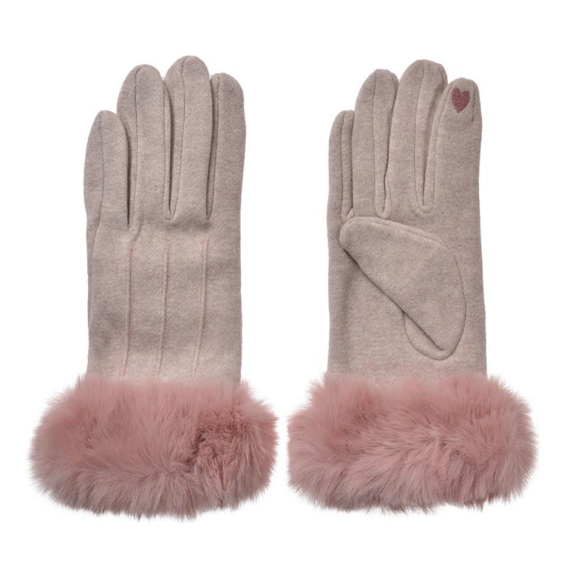 clayre & eef JZGL0112PA Handschoenen met imitatiebont 9x23 cm Paars Polyester