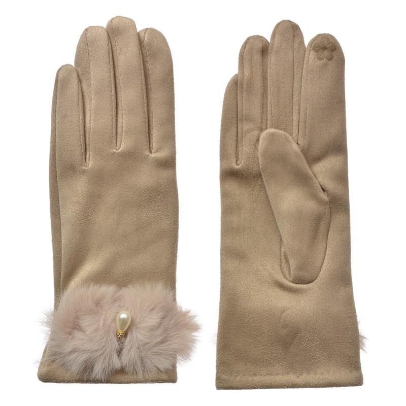 Clayre & Eef JZGL0113BE Handschoenen Winter 9x23 Cm Beige Polyester
