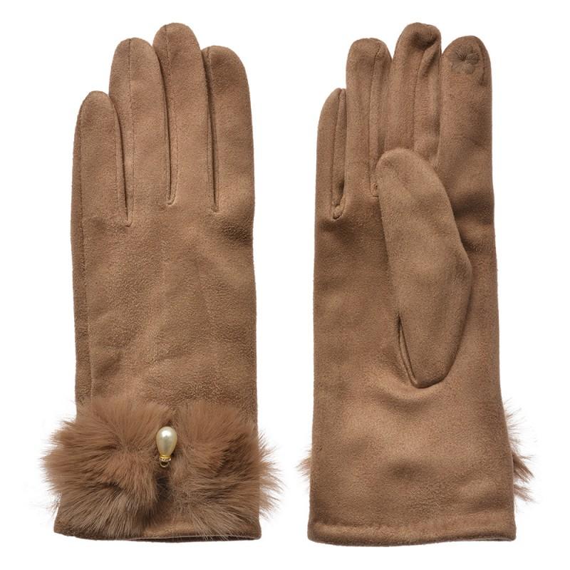 Clayre & Eef JZGL0113CH Handschoenen Winter 9x23 Cm Bruin Polyester