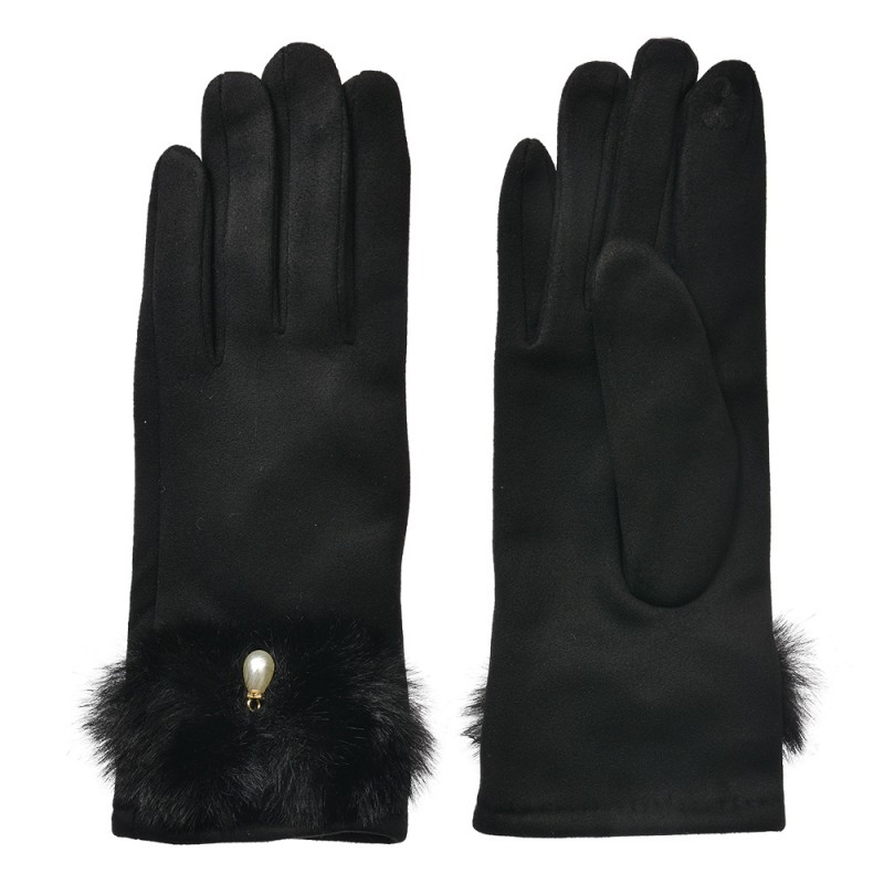 Clayre & Eef JZGL0113Z Handschoenen Winter 9x23 Cm Zwart Polyester