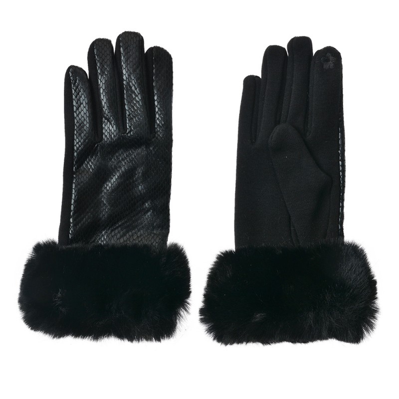 Clayre & Eef JZGL0114 Handschoenen Winter 9x23 Cm Zwart Polyester