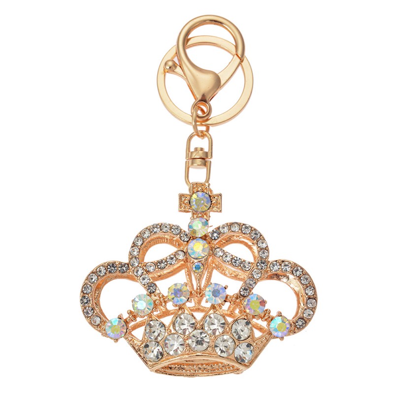 Clayre & Eef JZKC0163 Sleutelhanger Kroon 6x2x7 Cm Goudkleurig Metaal