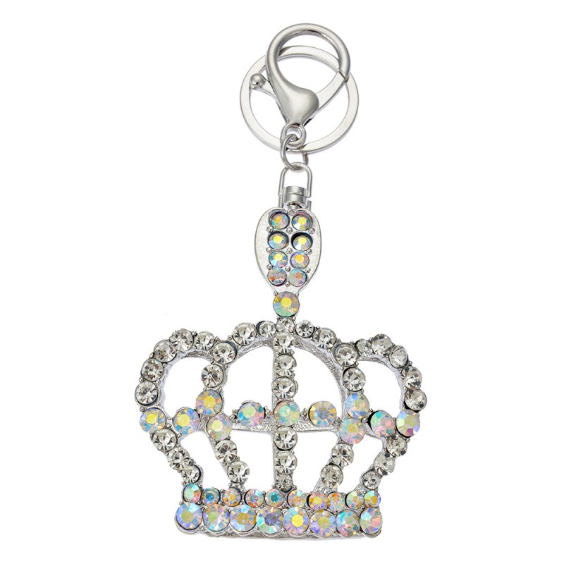 clayre & eef JZKC0164 Sleutelhanger Kroon 7x2x8 cm Zilverkleurig Metaal