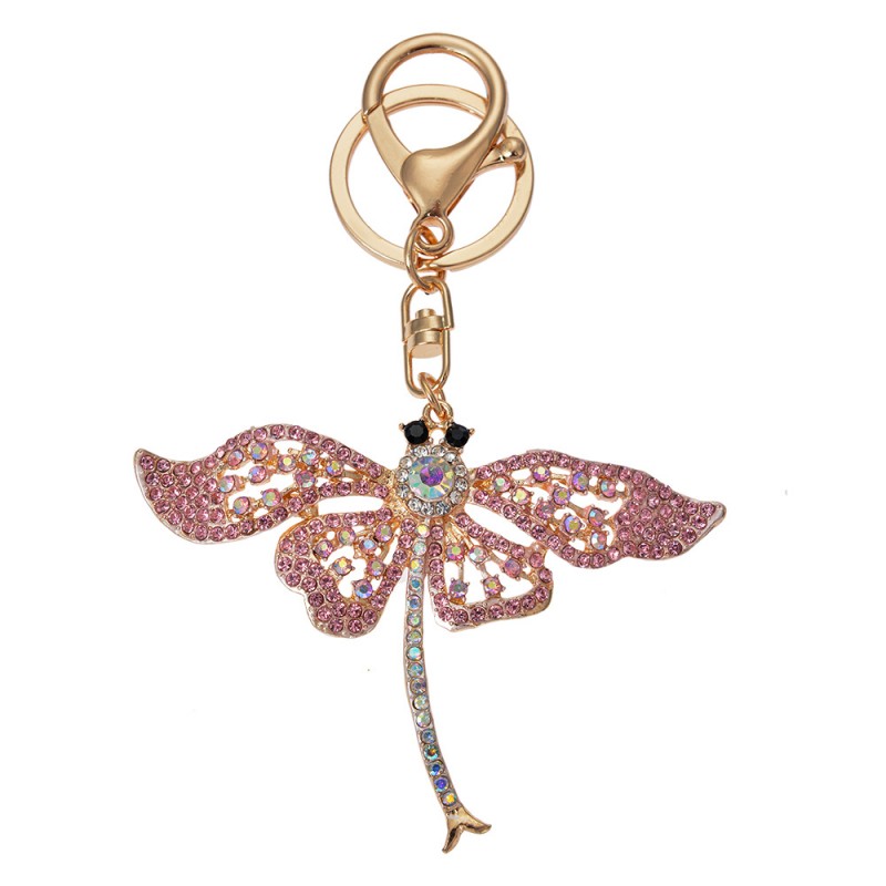 clayre & eef JZKC0167 Sleutelhanger Libelle 6x1x8 cm Goudkleurig Metaal