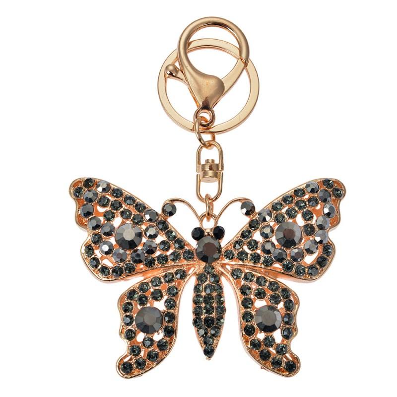 clayre & eef JZKC0169 Sleutelhanger Vlinder 6x2x8 cm Goudkleurig Metaal