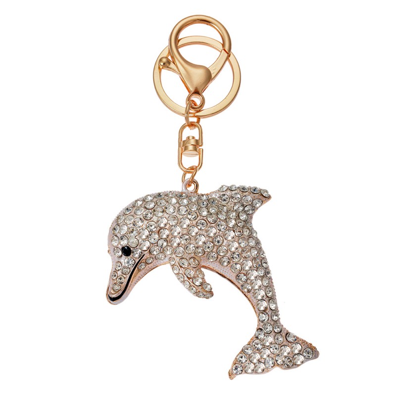 clayre & eef JZKC0170 Sleutelhanger Dolfijn 6x2x7 cm Goudkleurig Metaal