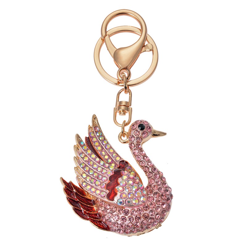 clayre & eef JZKC0171 Sleutelhanger Zwaan 5x2x6 cm Goudkleurig Metaal