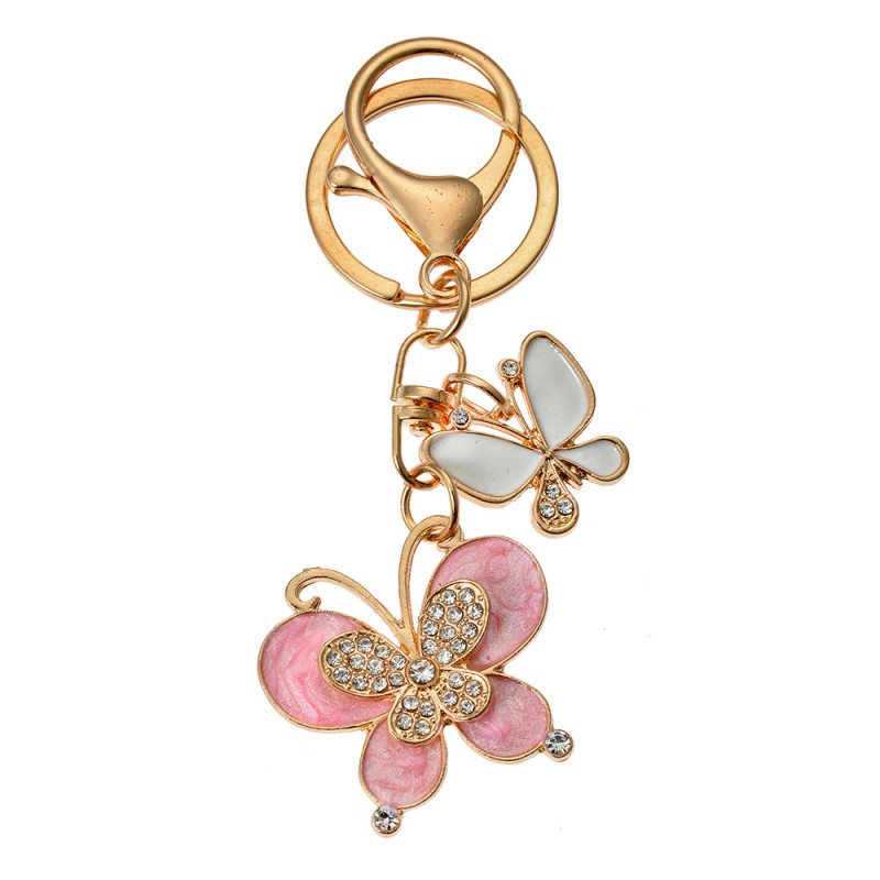 clayre & eef JZKC0186 Sleutelhanger Vlinder 4x1x3 cm Goudkleurig Metaal