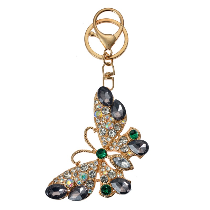 clayre & eef JZKC0191 Sleutelhanger Vlinder 5x1x8 cm Goudkleurig Metaal