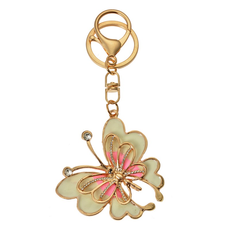 clayre & eef JZKC0192 Sleutelhanger Vlinder 5x1x6 cm Goudkleurig Metaal