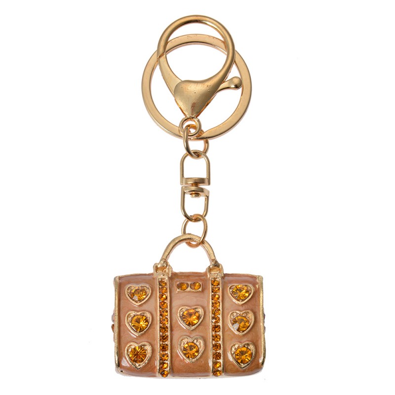 Clayre & Eef JZKC0198 Sleutelhanger 4x2x4 Cm Goudkleurig Metaal