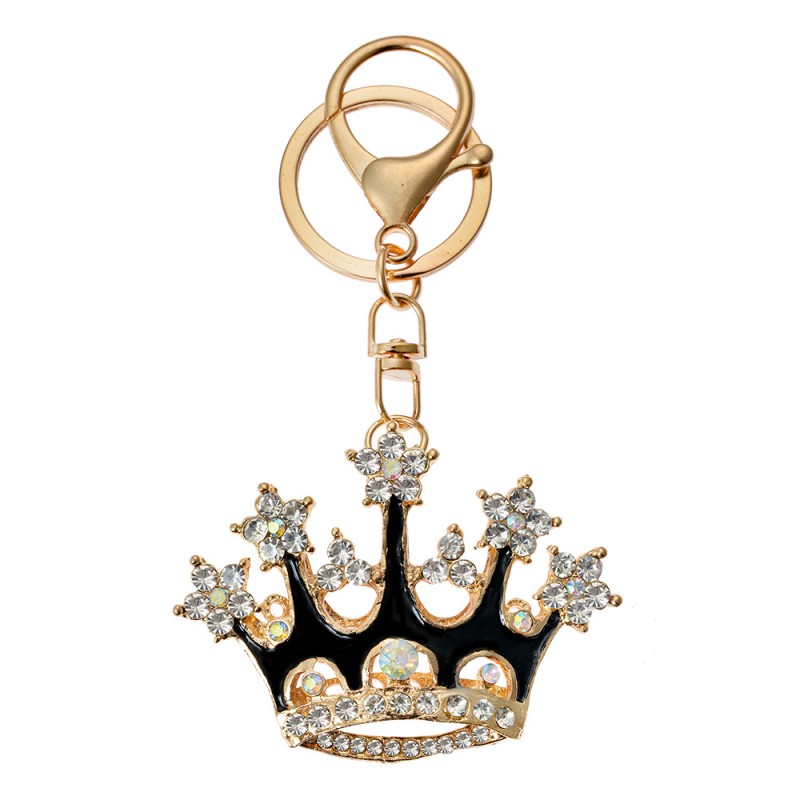clayre & eef JZKC0199 Sleutelhanger Kroon 4x2x6 cm Goudkleurig Metaal