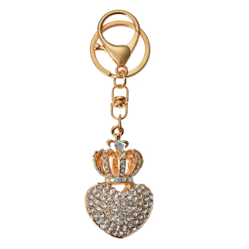 clayre & eef JZKC0201 Sleutelhanger Hart 3x2x5 cm Goudkleurig Metaal