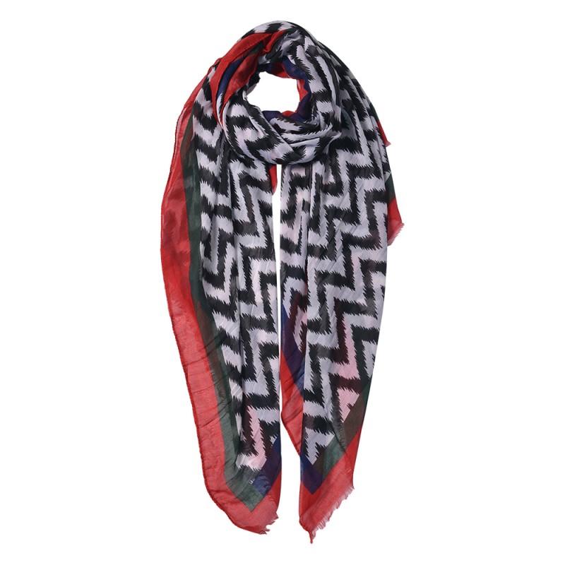 clayre & eef JZSC0525R Sjaal Dames Print 90x180 cm Rood Synthetisch Shawl Dames