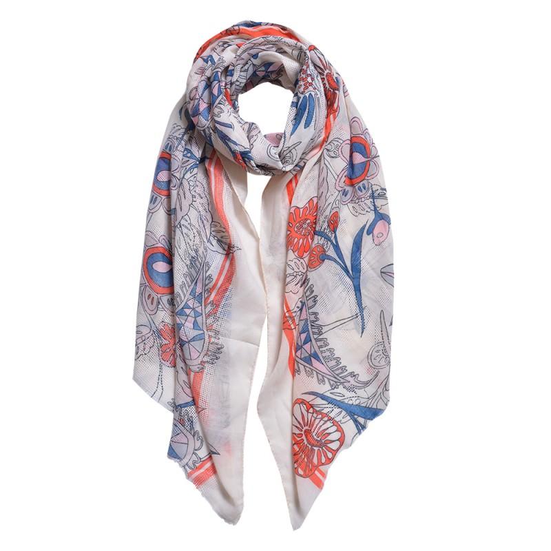 Clayre & Eef JZSC0567BE Sjaal Dames Print 87x180 Cm Beige Polyester Shawl Dames