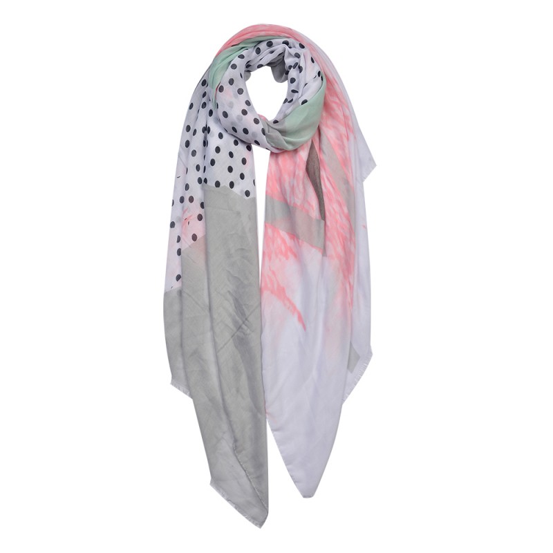 Clayre & Eef JZSC0644 Sjaal Dames Print 85x180 Cm Grijs Synthetisch Shawl Dames