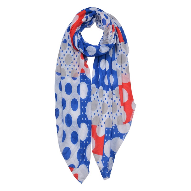 clayre & eef JZSC0645 Sjaal Dames Print 90x180 cm Blauw Synthetisch Shawl Dames