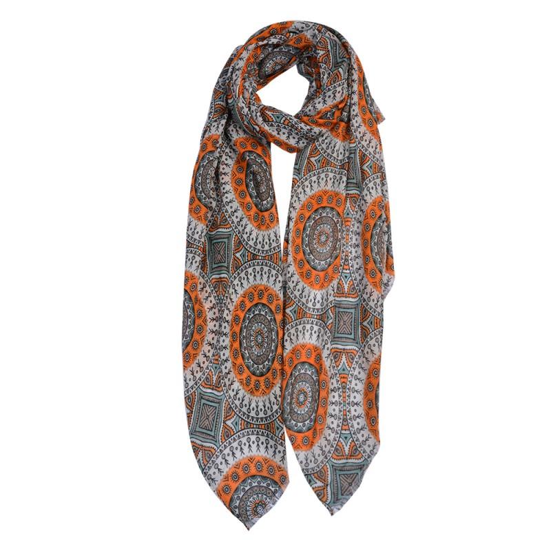 clayre & eef JZSC0663 Sjaal Dames Print 90x190 cm Oranje Synthetisch Shawl Dames