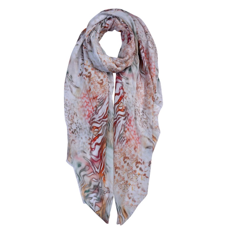 clayre & eef JZSC0675 Sjaal Dames Print 90x180 cm Beige Synthetisch Shawl Dames