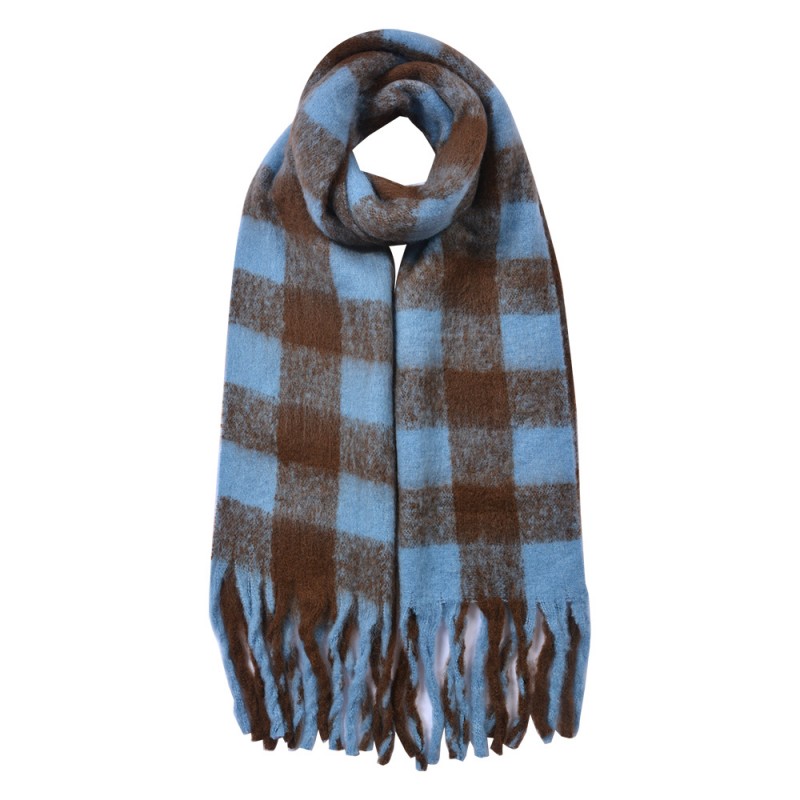 clayre & eef JZSC0819BL Wintersjaal Dames 39x200 cm Blauw Synthetisch