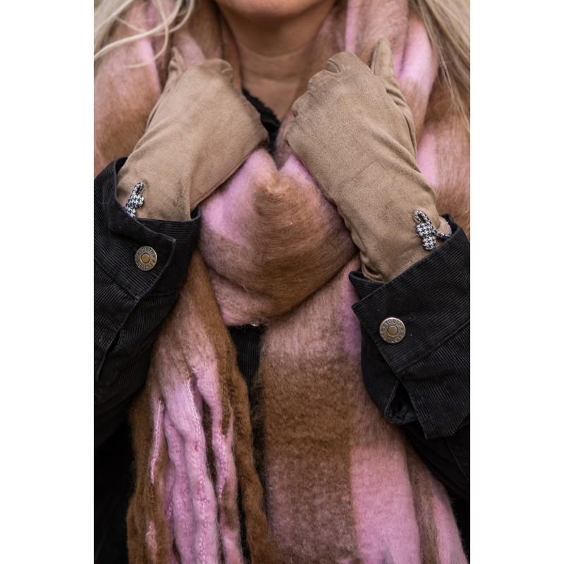 Clayre & Eef JZSC0819P Wintersjaal Dames 39x200 Cm Roze Synthetisch