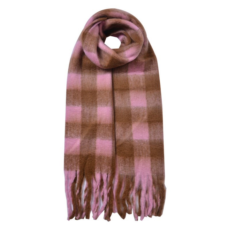 Clayre & Eef JZSC0819P Wintersjaal Dames 39x200 Cm Roze Synthetisch