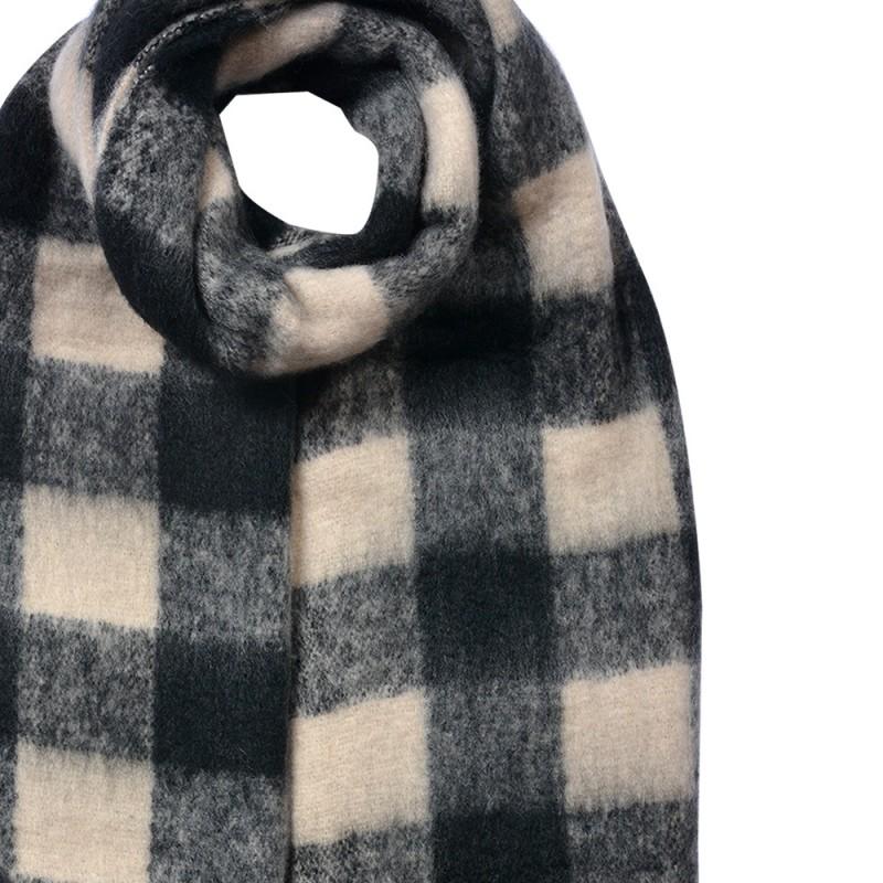 Clayre & Eef JZSC0819Z Wintersjaal Dames 39x200 Cm Zwart Synthetisch