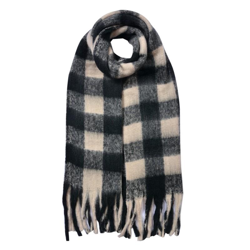 Clayre & Eef JZSC0819Z Wintersjaal Dames 39x200 Cm Zwart Synthetisch