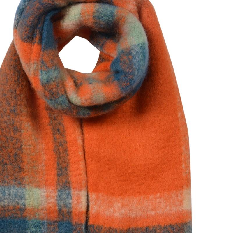 Clayre & Eef JZSC0820O Wintersjaal Dames 35x212 Cm Oranje Synthetisch