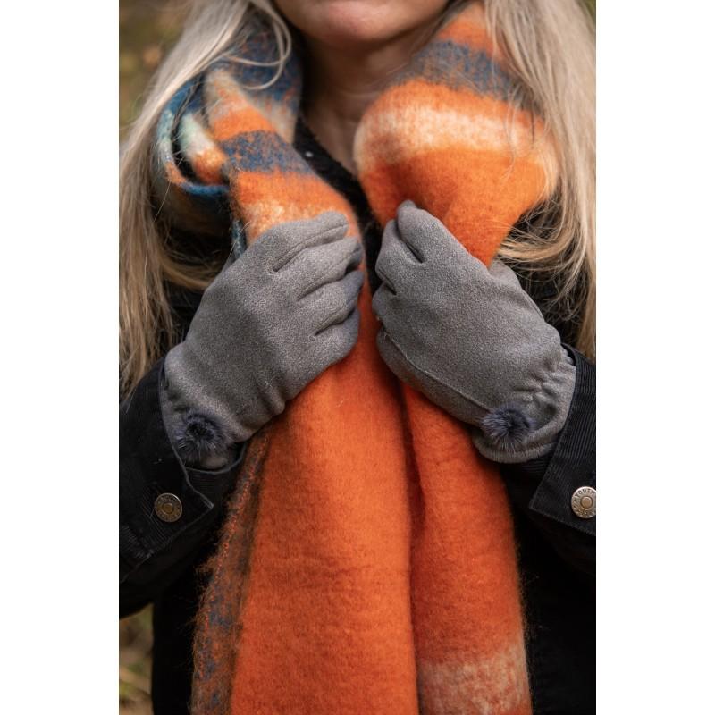 Clayre & Eef JZSC0820O Wintersjaal Dames 35x212 Cm Oranje Synthetisch