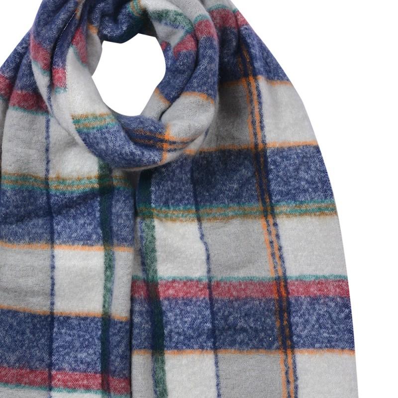 Clayre & Eef JZSC0824BL Wintersjaal Dames 50x200 Cm Blauw Synthetisch