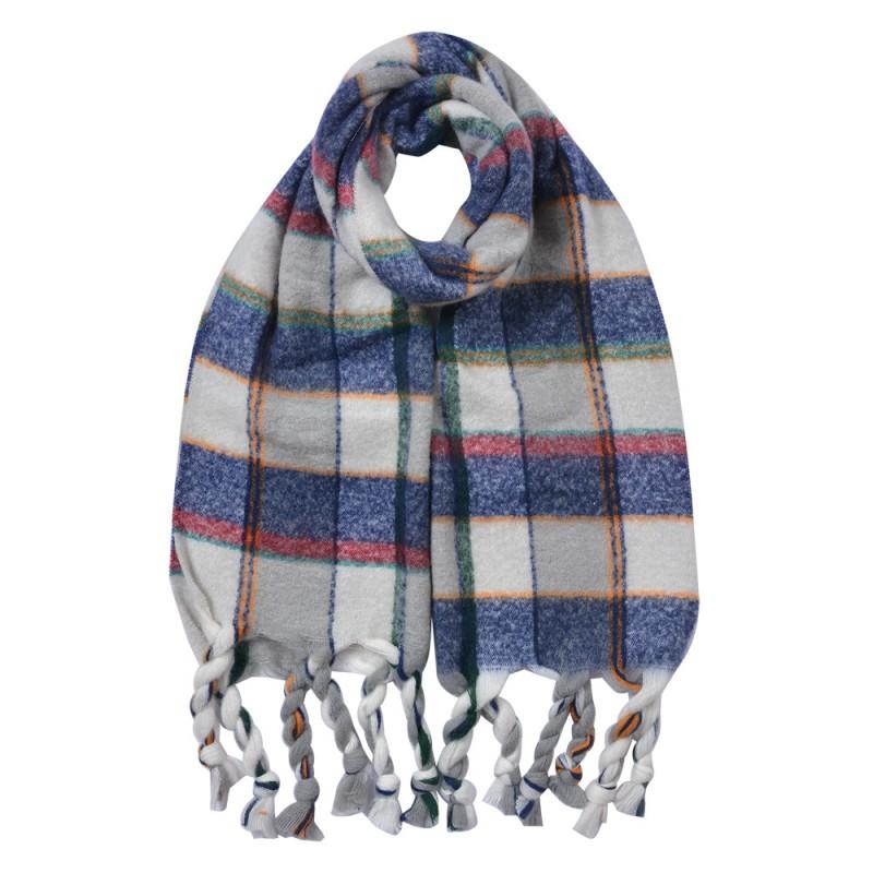 clayre & eef JZSC0824BL Wintersjaal Dames 50x200 cm Blauw Synthetisch