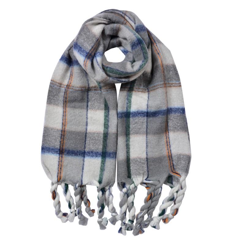 clayre & eef JZSC0824G Wintersjaal Dames 50x200 cm Grijs Synthetisch