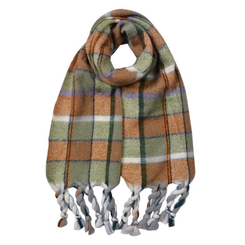 clayre & eef JZSC0824GR Wintersjaal Dames 50x200 cm Groen Synthetisch