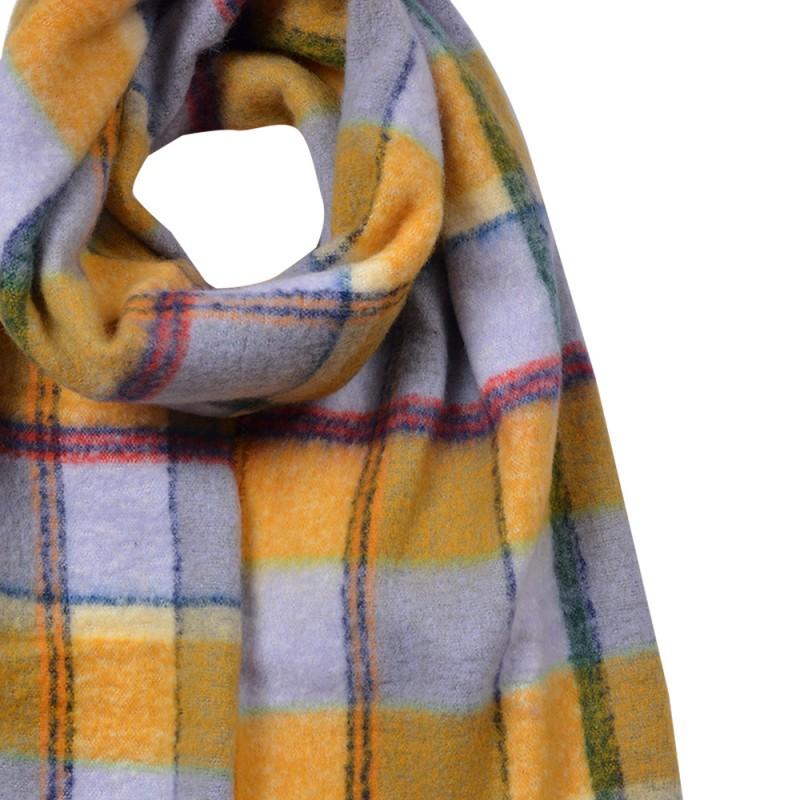 Clayre & Eef JZSC0824Y Wintersjaal Dames 50x200 Cm Geel Synthetisch