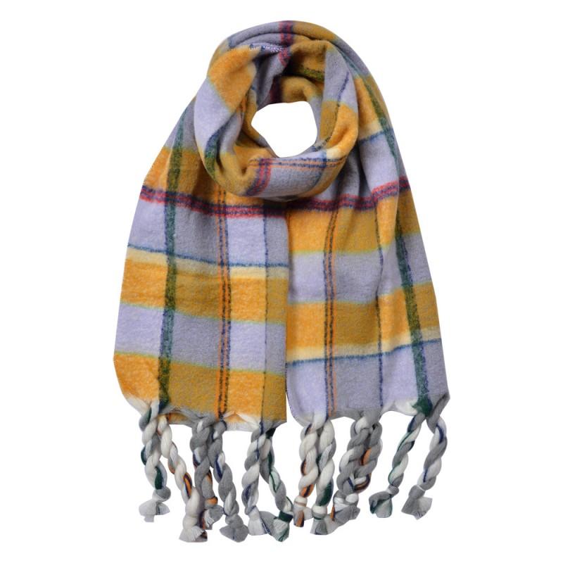 clayre & eef JZSC0824Y Wintersjaal Dames 50x200 cm Geel Synthetisch