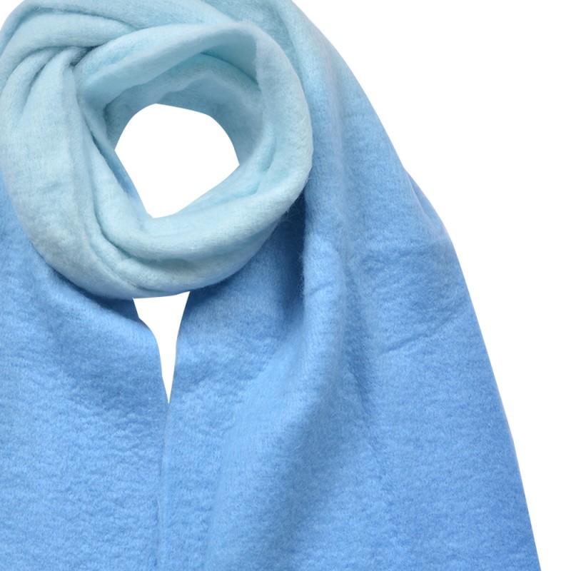 Clayre & Eef JZSC0827BL Wintersjaal Dames 32x220 Cm Blauw Synthetisch Rechthoek Sjaal