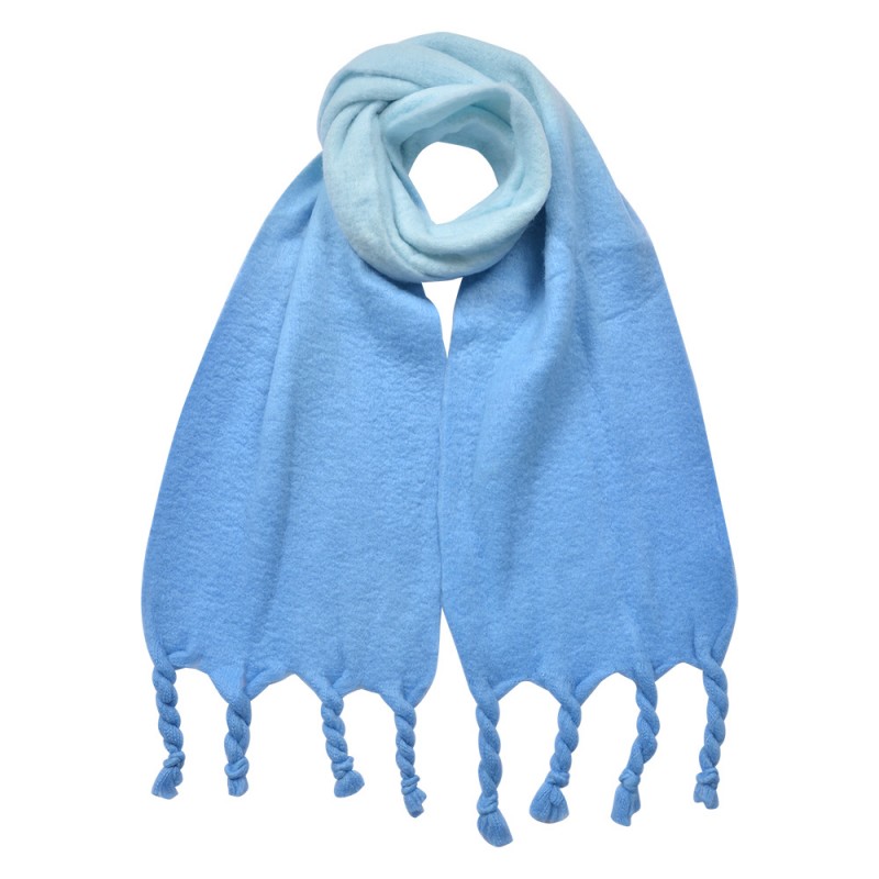 clayre & eef JZSC0827BL Wintersjaal Dames 32x220 cm Blauw Synthetisch Rechthoek Sjaal