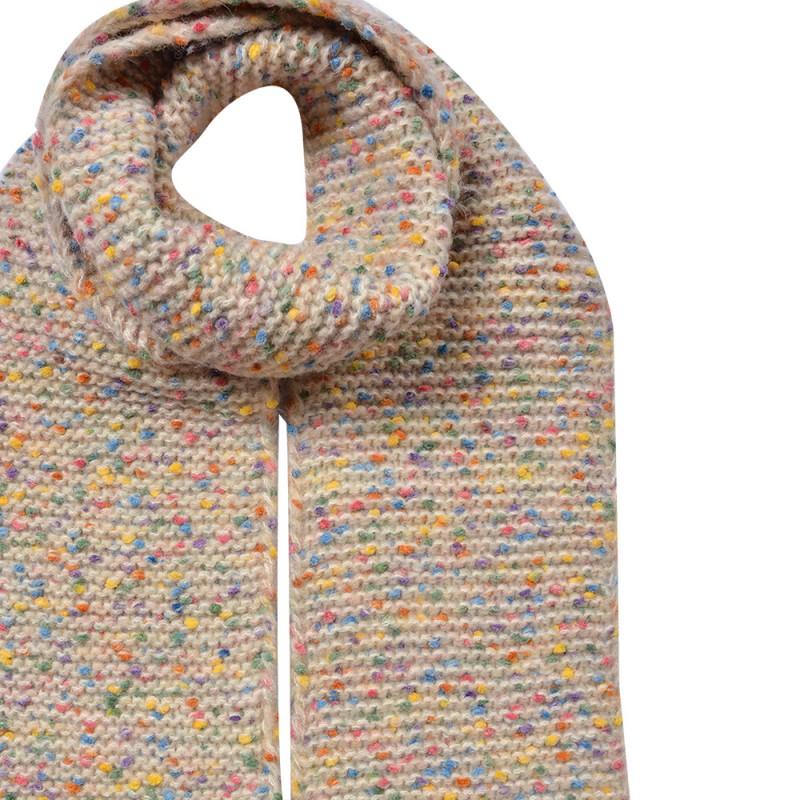 Clayre & Eef JZSC0829BE Wintersjaal Dames 14x146 Cm Beige Synthetisch