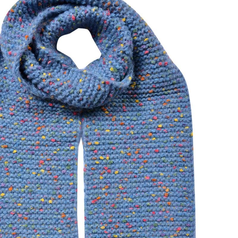 Clayre & Eef JZSC0829BL Wintersjaal Dames 14x146 Cm Blauw Synthetisch