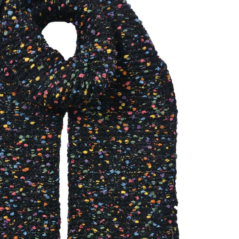 Clayre & Eef JZSC0829Z Wintersjaal Dames 14x146 Cm Zwart Synthetisch