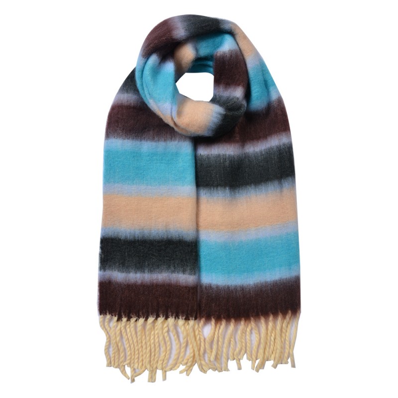 clayre & eef JZSC0832BL Wintersjaal Dames 37x210 cm Blauw Synthetisch