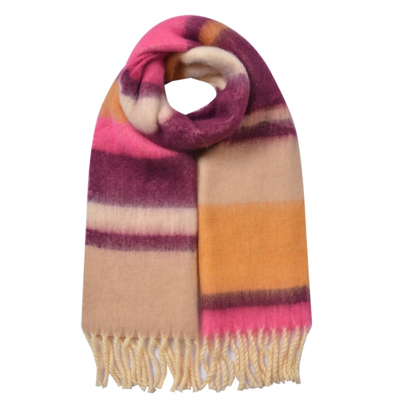 Clayre & Eef JZSC0832Y Wintersjaal Dames 37x210 Cm Geel Synthetisch