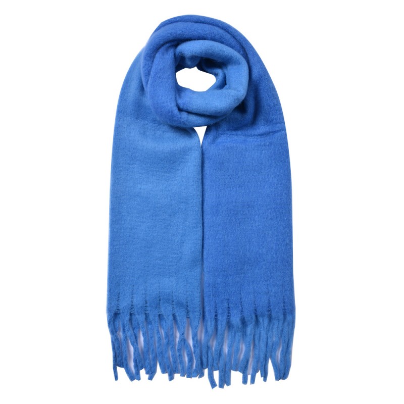 Clayre & Eef JZSC0835BL Wintersjaal Dames 40x240 Cm Blauw Synthetisch