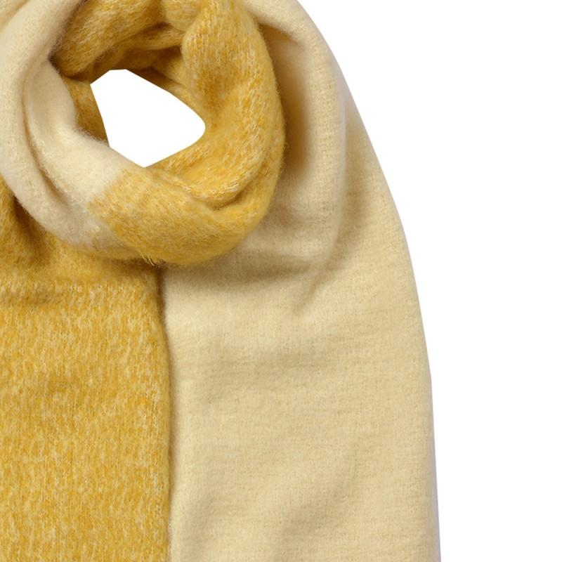 Clayre & Eef JZSC0835Y Wintersjaal Dames 40x240 Cm Geel Synthetisch
